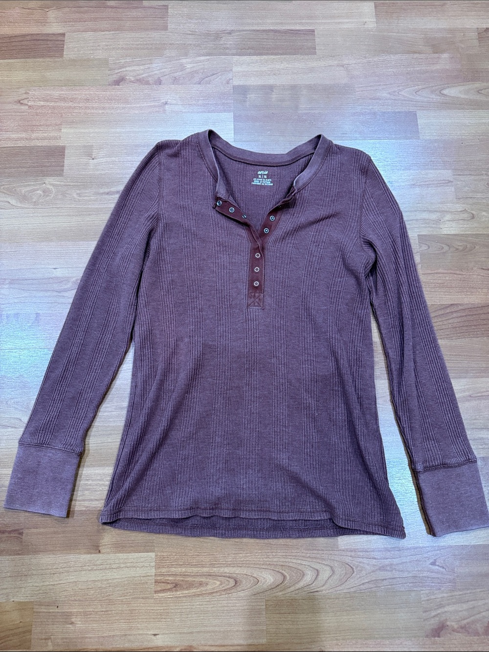 aerie Ribbed Henley Long Sleeve Top